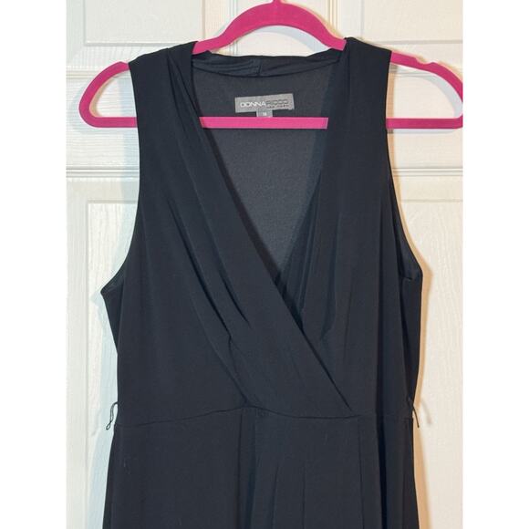 Donna Ricco NY Black Sleeveless V-neck Dress, Polyester/Spandex, 14 - Picture 2 of 6